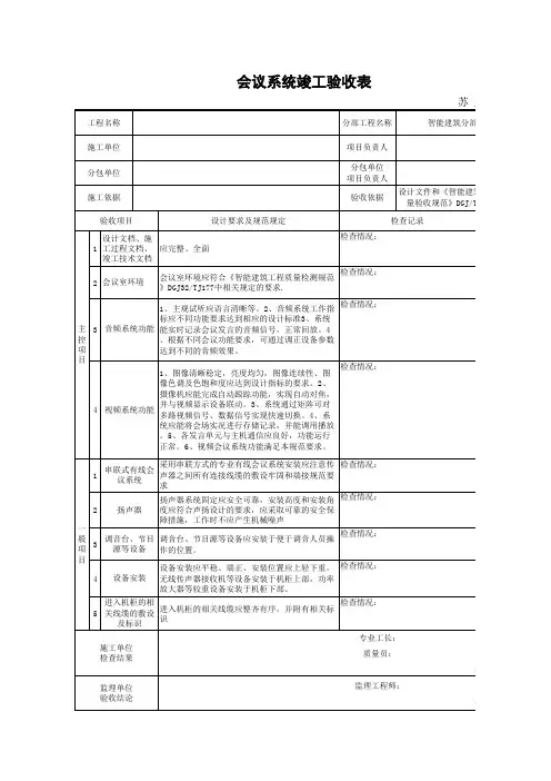 会议系统竣工验收表