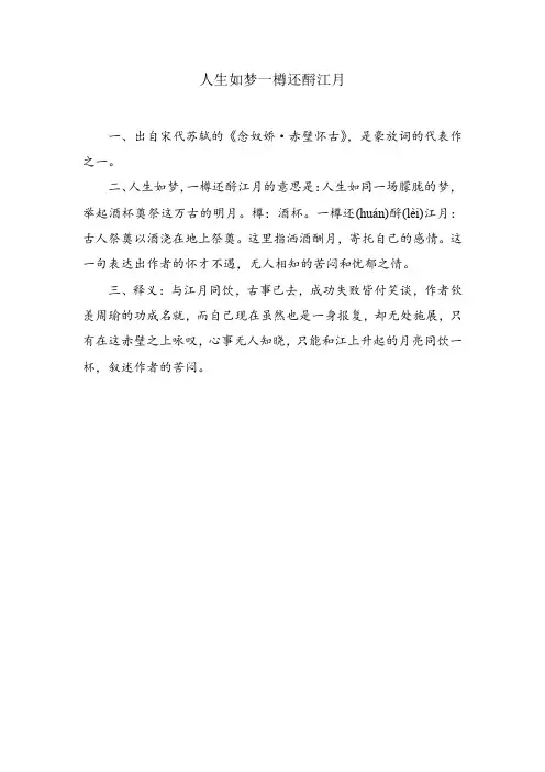 人生如梦一樽还酹江月