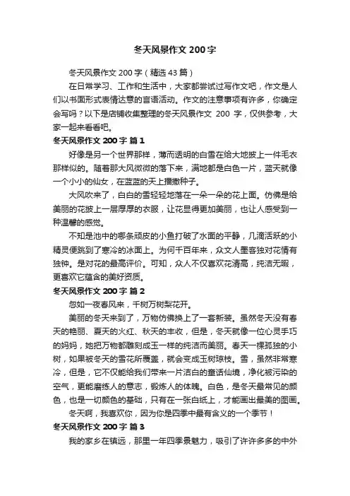 冬天风景作文200字