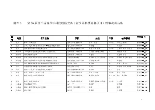 第26届贵州青少年科技创新大赛青少年科技竞赛项目