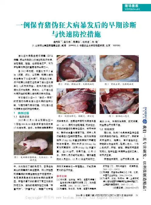 一例保育猪伪狂犬病暴发后的早期诊断与快速防控措施