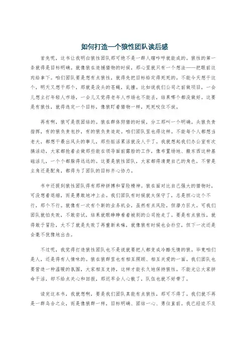 如何打造一个狼性团队读后感