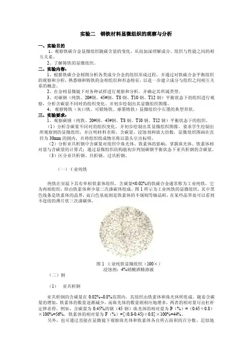 【精品】钢铁材料显微组织的观察与分析