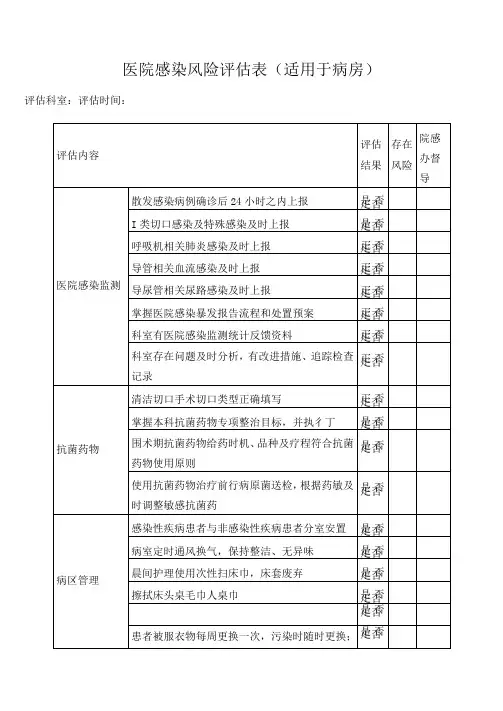(完整版)医院感染风险评估表