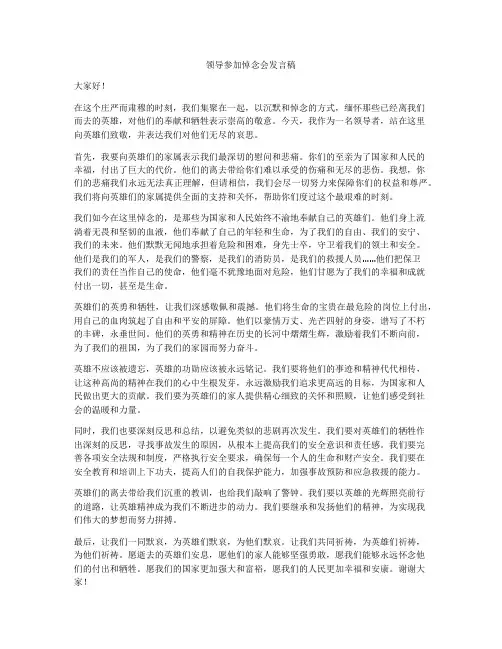 领导参加悼念会发言稿