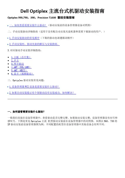 Dell Optiplex主流台式机驱动安装指南