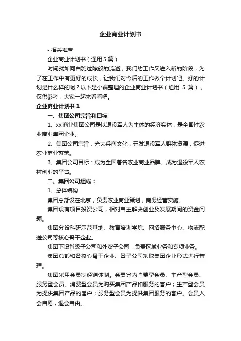 企业商业计划书