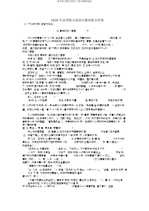 高考语文散文阅读二轮专题训练及