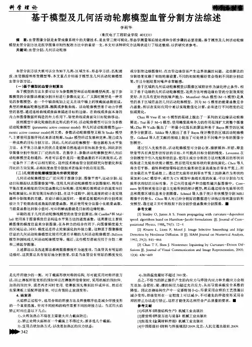 基于模型及几何活动轮廓模型血管分割方法综述
