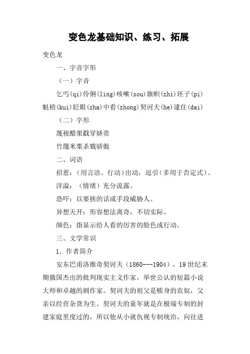 变色龙基础知识、练习、拓展