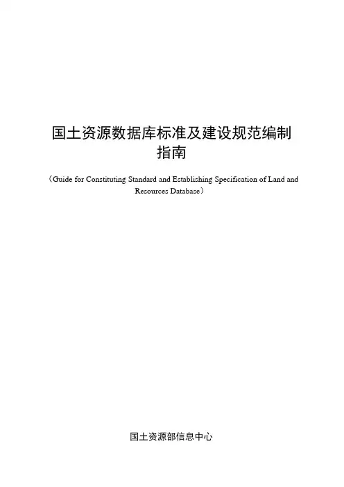 国土资源数据库标准及建设规范编制指南