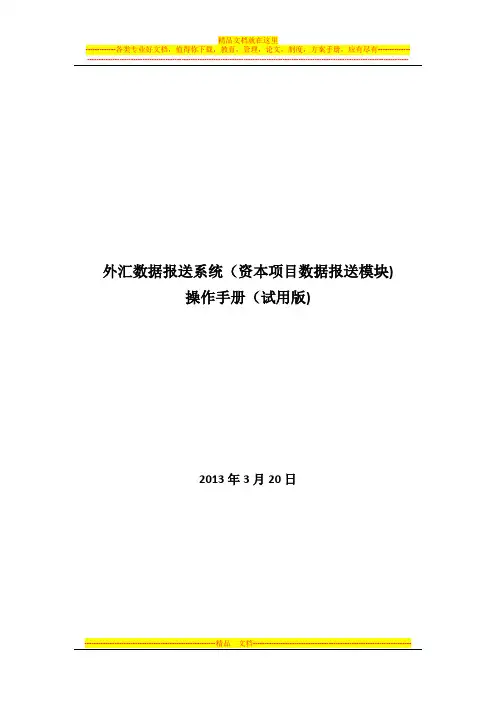 外汇数据报送系统(资本项目数据报送模块)操作手册(试用版)