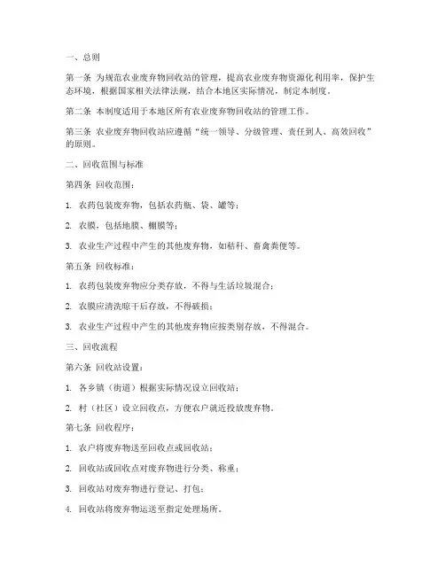 农业废弃物回收站制度范本