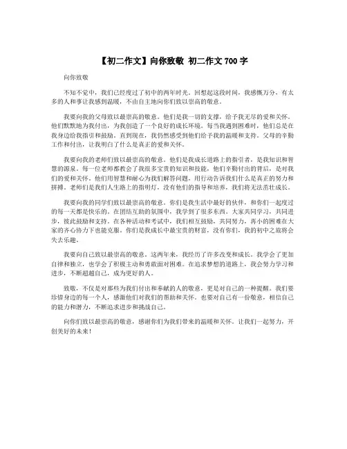 【初二作文】向你致敬 初二作文700字