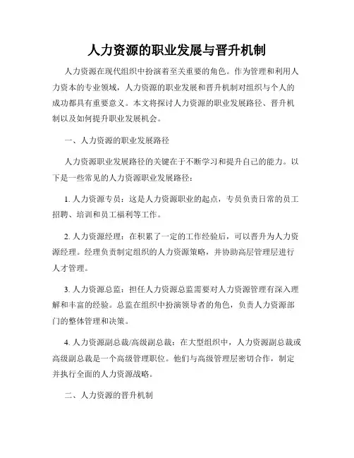 人力资源的职业发展与晋升机制