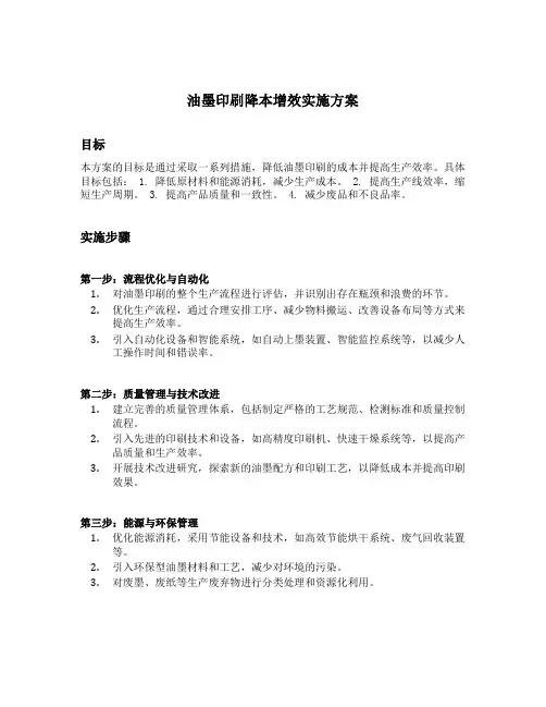 油墨印刷降本增效实施方案