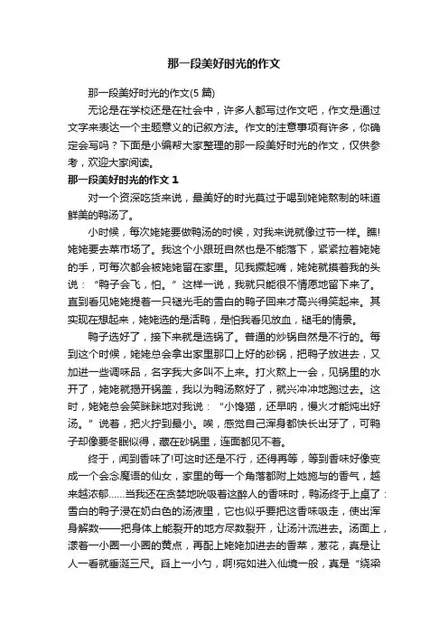 那一段美好时光的作文（5篇）