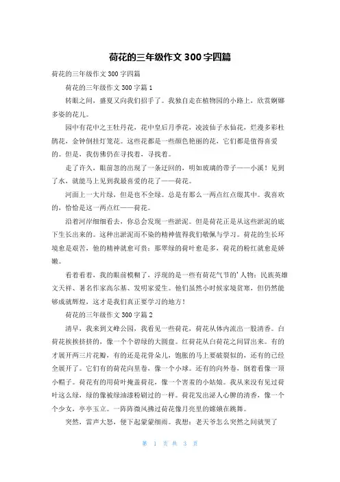 荷花的三年级作文300字四篇