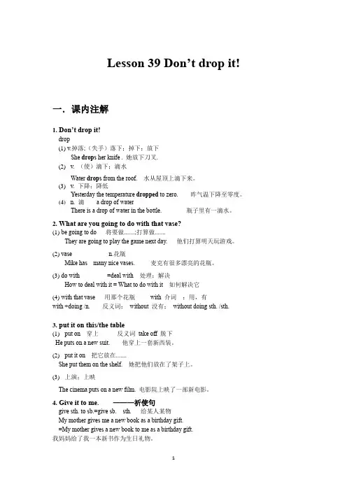 新概念第一册Lesson+39+Don't+drop+it讲义