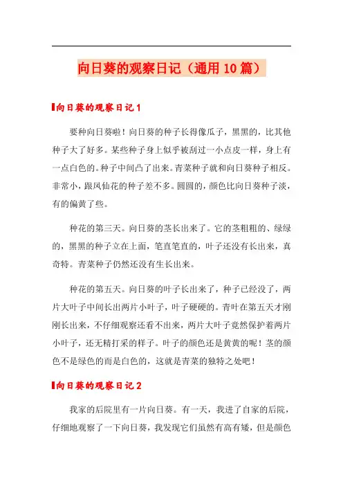 向日葵的观察日记(通用10篇)