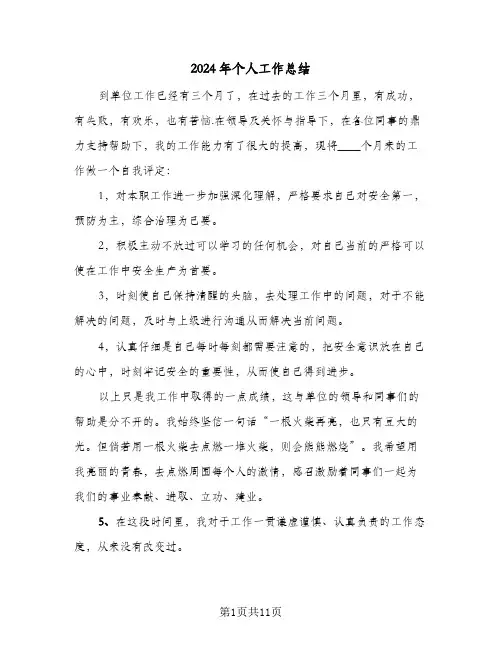 2024年个人工作总结(5篇)