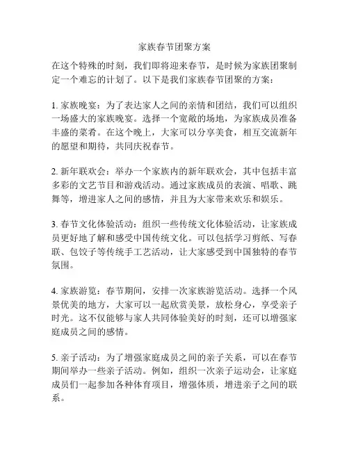 家族春节团聚方案