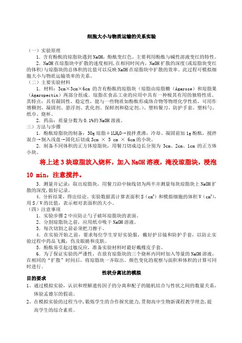 细胞大小与物质运输的关系实验