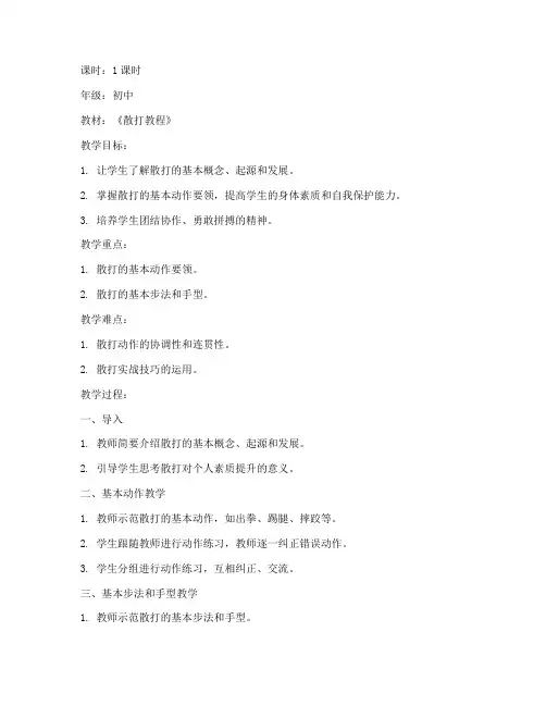 散打老师备课教案模板范文