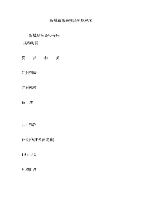 规模畜禽养殖场免疫程序
