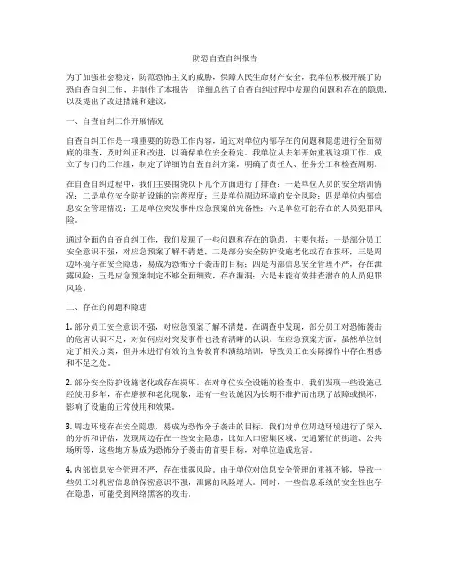 防恐自查自纠报告