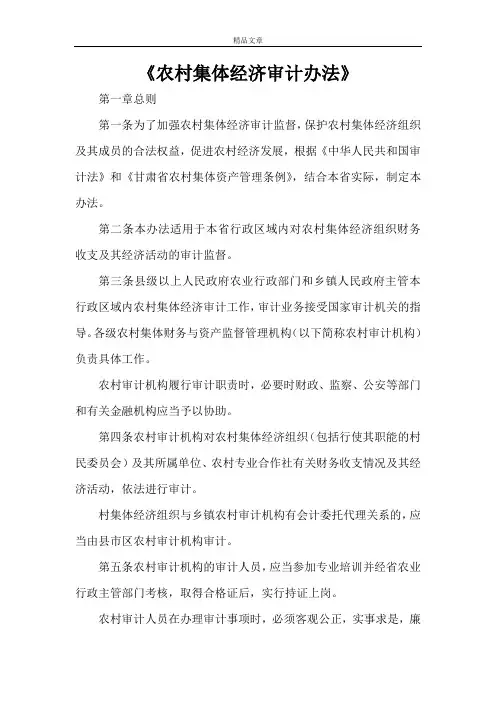 《农村集体经济审计办法》