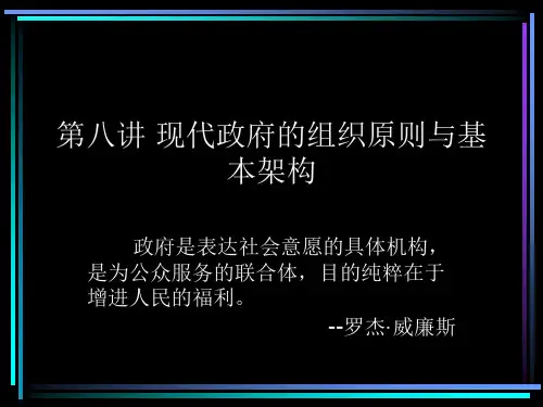 第八讲 现代政府的组织原则与基本架构