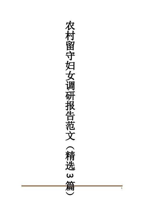 农村留守妇女调研报告范文(精选3篇)