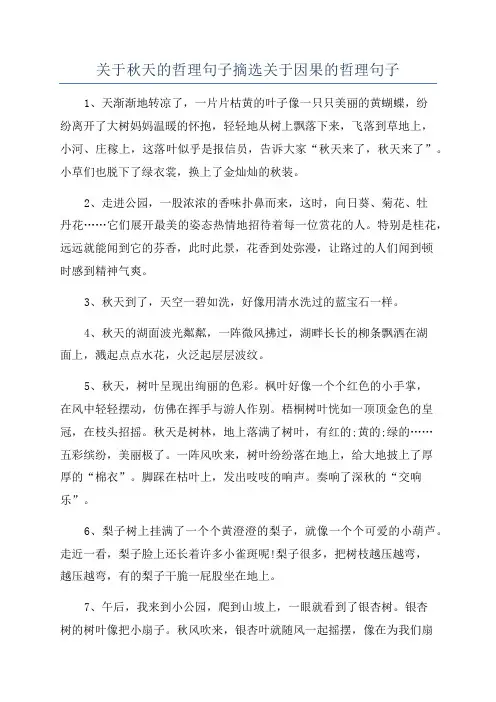 关于秋天的哲理句子摘选关于因果的哲理句子