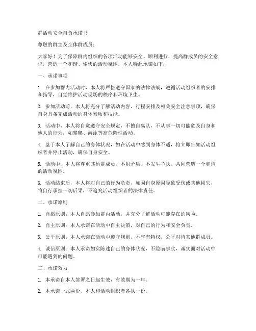 群活动安全自负承诺书