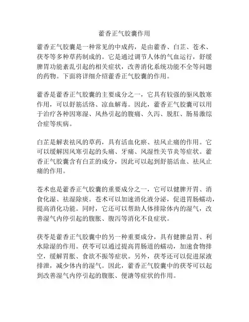 藿香正气胶囊作用