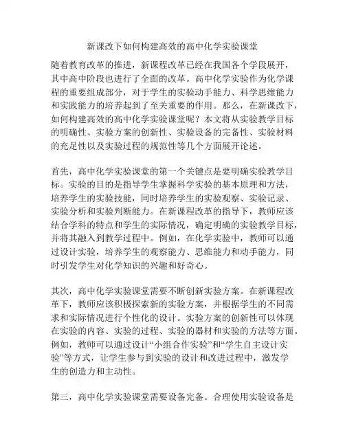 新课改下如何构建高效的高中化学实验课堂