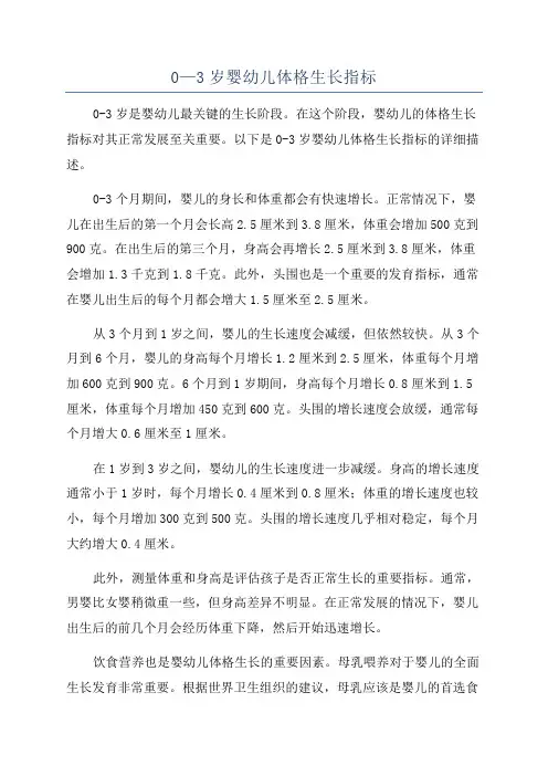 0—3岁婴幼儿体格生长指标