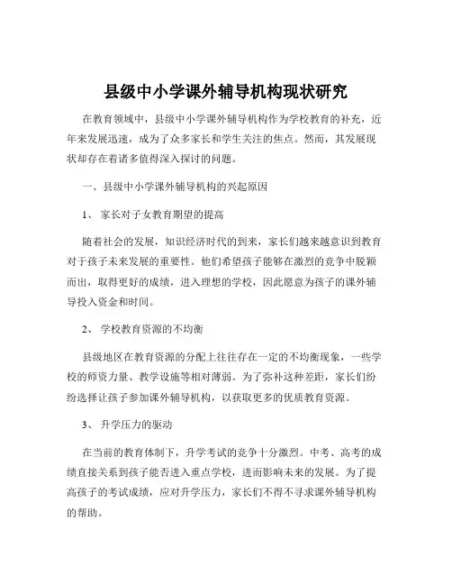 县级中小学课外辅导机构现状研究