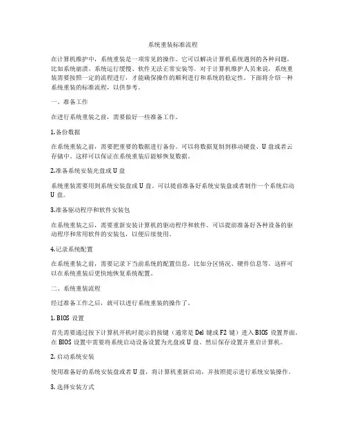 系统重装标准流程