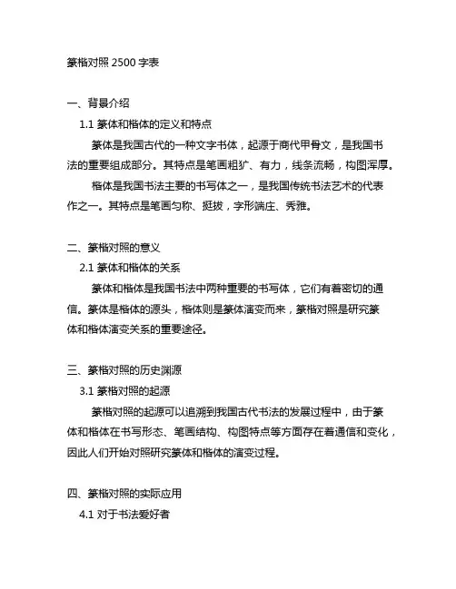 篆楷对照2500字表 收藏准有用