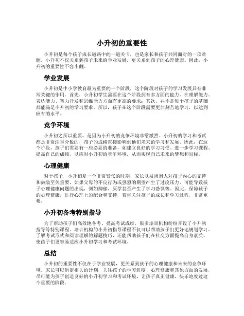 小升初的重要性