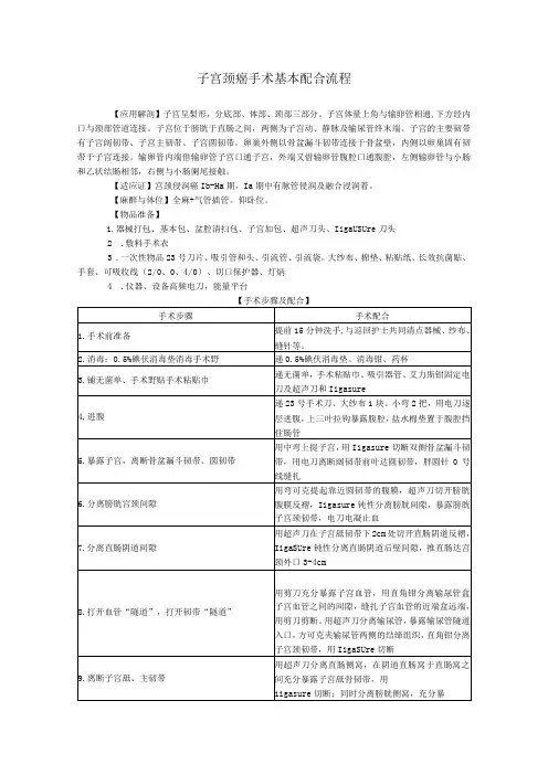 子宫颈癌手术基本配合流程