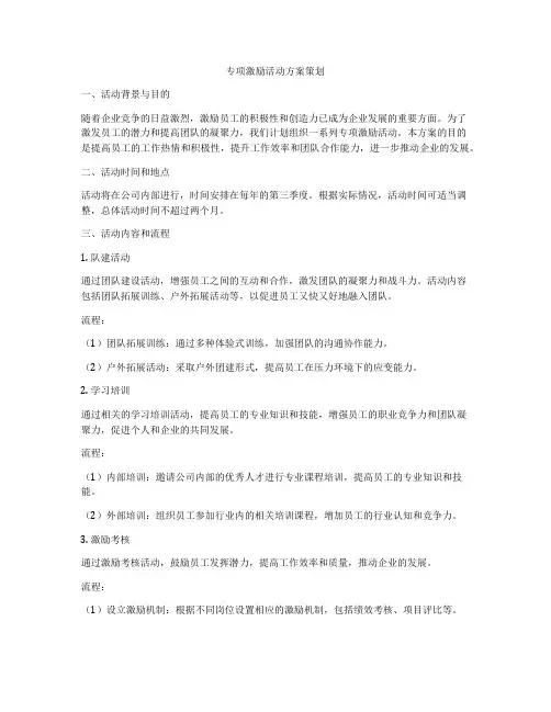 专项激励活动方案策划