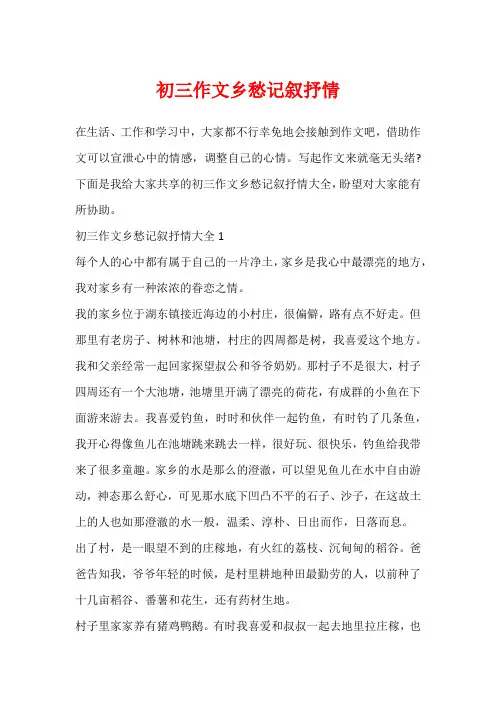 初三作文乡愁记叙抒情
