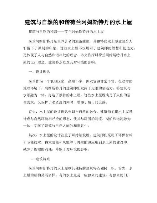 建筑与自然的和谐荷兰阿姆斯特丹的水上屋