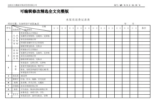 水泵房巡查记录表精选全文