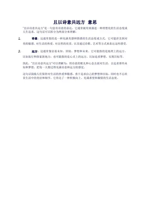 且以诗意共远方 意思