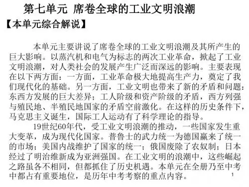 卷全球的工业文明浪潮复习提纲ppt课件