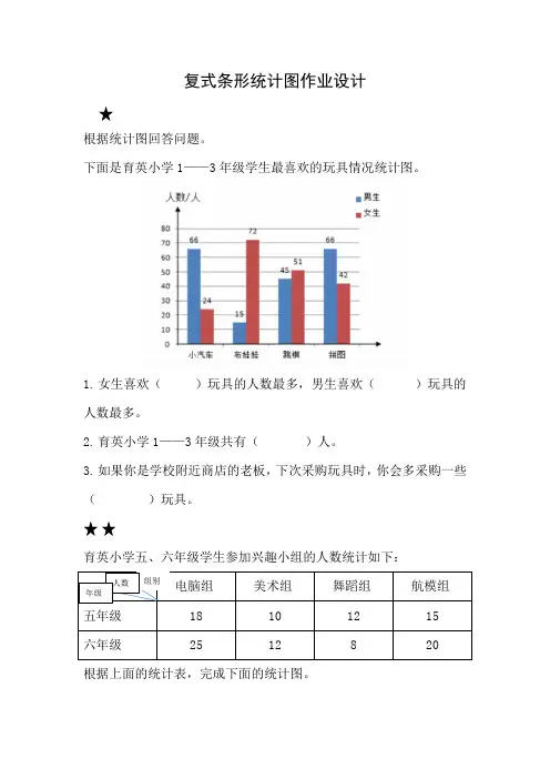 小学四年级下学期数学《复式条形统计图》作业
